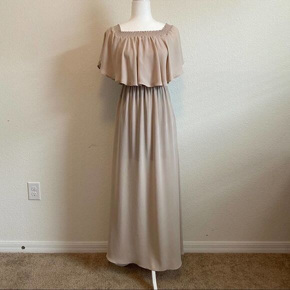 𝅺show me your Mumu Nude Hacienda Boho Convertible Bridesmaid Maxi Dress Small - Picture 9 of 13